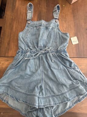 Free people moonlight sonata light blue romper open back size large